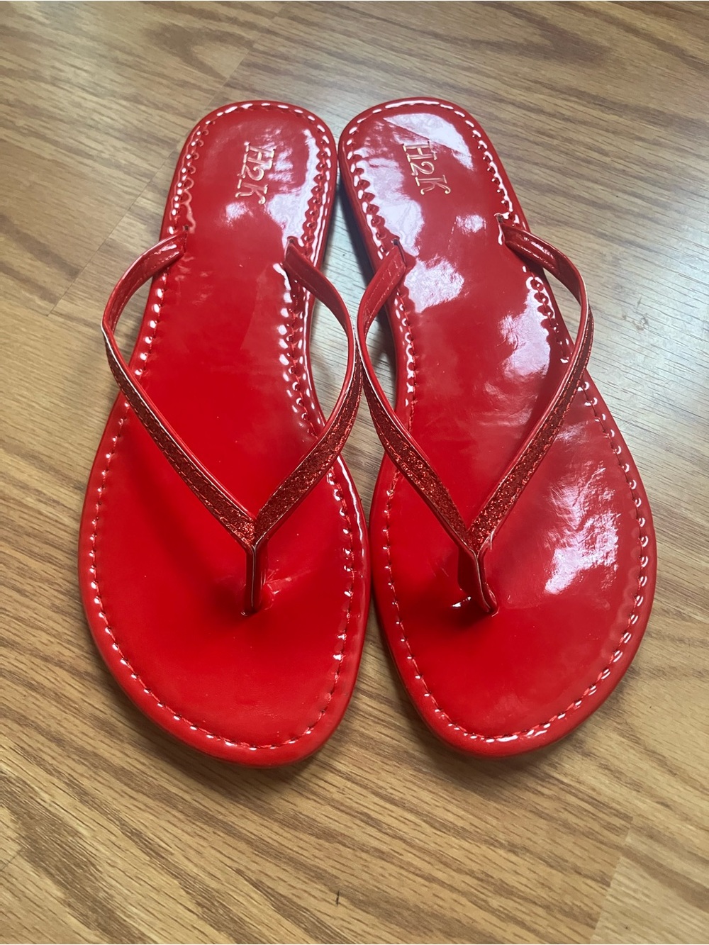Red Patent Flip-Flop Sandals - Women